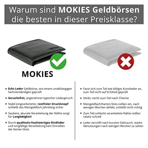 MOKIES 남성용 지갑 - 프리미엄 가죽 - 100% 나파 가죽 - RFID 및 NFC 보호 - 남성용 지갑, 블랙(Gn102m), 클래식
