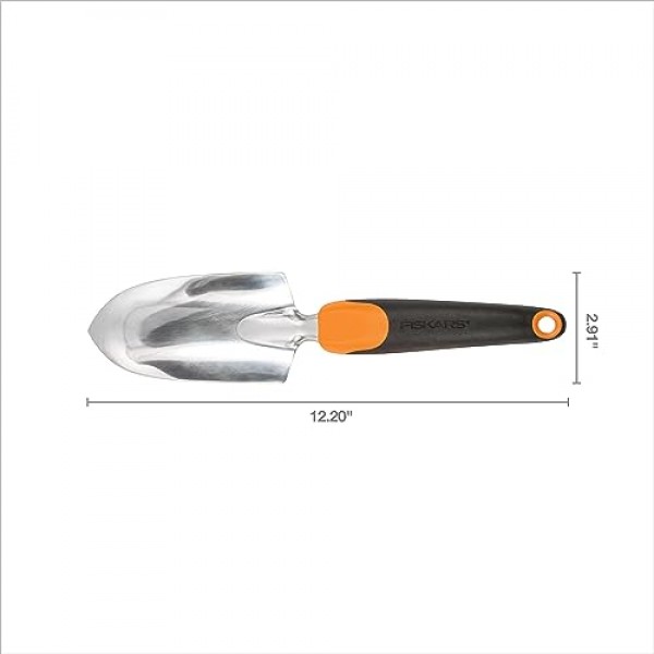 Fiskars Ergo 흙손 - 걸림 구멍이 있는 튼튼한 원예 손 도구 - 잔디 및 마당 도구 - 블랙/오렌지