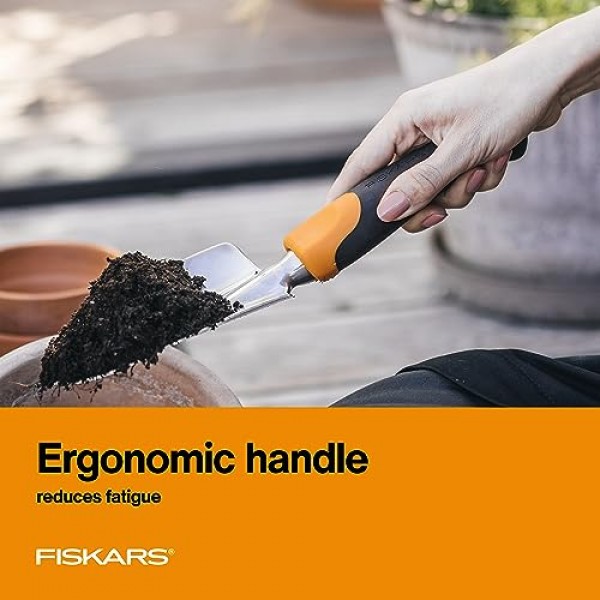 Fiskars Ergo 흙손 - 걸림 구멍이 있는 튼튼한 원예 손 도구 - 잔디 및 마당 도구 - 블랙/오렌지