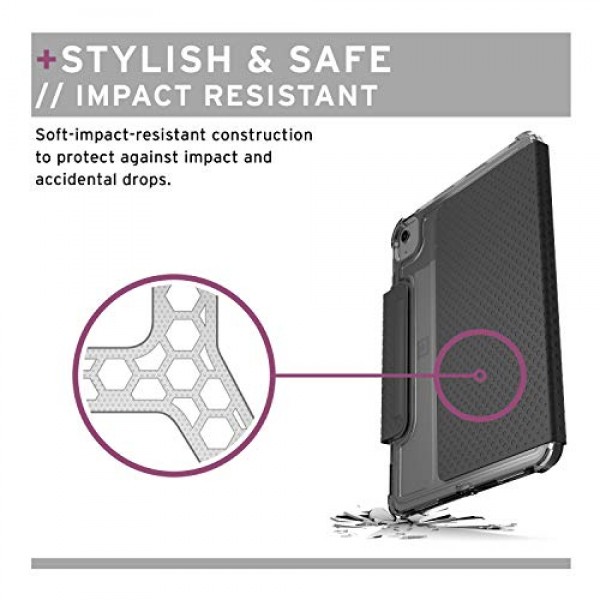 [U] by UAG 아이패드 에어 10.9인치(4세대, 2020)/아이패드 프로 11인치(2세대, 2020) 케이스 루센트 반투명 경량 울트라슬림 전신 자동 슬립/웨이크 폴리오 커버, 블랙/아이스