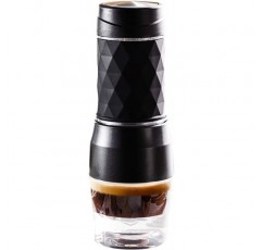 휴대용 커피 메이커 캡슐, 미니 에스프레소 메이커, 호환 가능한 분쇄 커피, 소형 여행용 커피 메이커, 수동으로 작동되는 피스톤 액션(검정색)