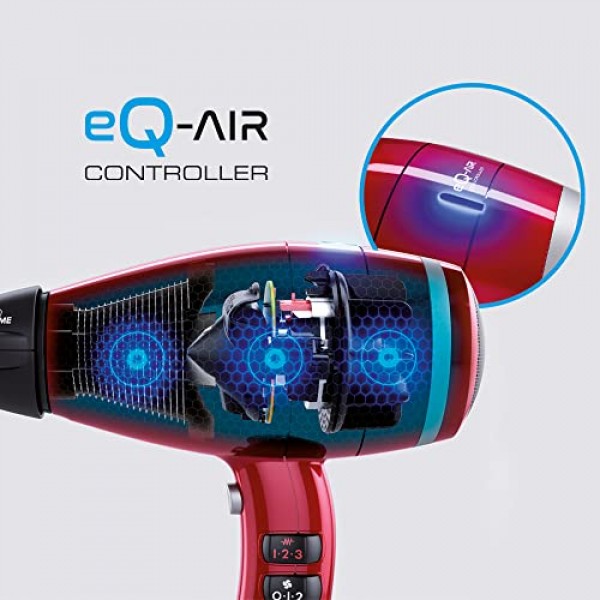 Valera, Swiss Nano4ever 전문 헤어 드라이어, 작고 가볍고 조용한 헤어 드라이어, 디지털 모터, 지능형 공기 흐름 진단, 온도 조절 가능, 이온 기능, 2200 W, 빨간색