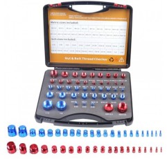 44pcs 너트 및 볼트 스레드 검사기-실용적인 스레드 검사기 세트 상자 너트 및 볼트 크기 게이지 상자 인치 및 미터법 크기, 볼트 및 너트 식별자 게이지 도구 상자, 44 