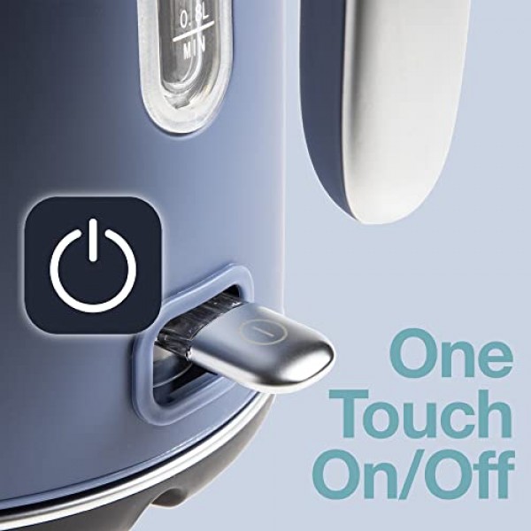 Rae Dunn 전기 물 주전자 - 스테인리스 스틸 커피 메이커, 1.7리터 차 주전자, 자동 종료 종기 건조 보호 기능이 있는 전기 온수 주전자, 1500와트 끓는점(네이비)