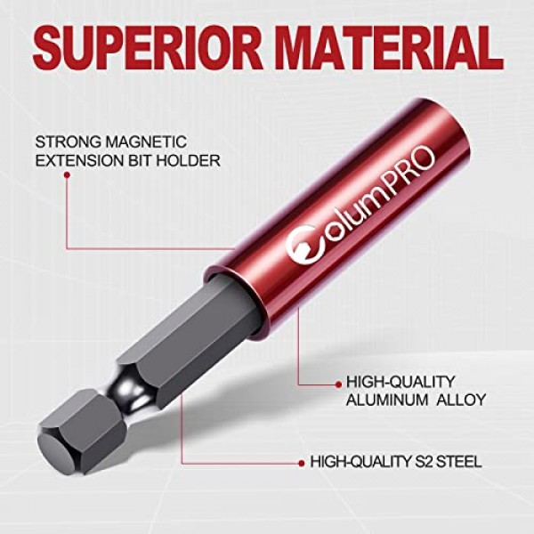 임팩트 드라이버, 1/4 육각 섕크 S2 강철 마그네틱 스크루드라이버 확장, 드릴 비트 익스텐더, 2,4,6,12인치 확장용 강력한 자기 드릴 비트 확장 홀더 4개