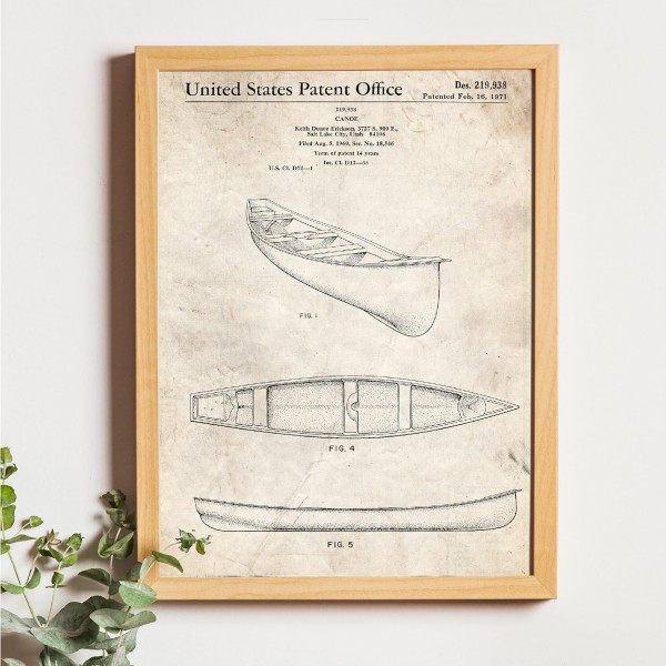 VINTAGE - KAYAK 특허가 적용된 시트 4개 팩. 발명품과 오래된 특허가 있는 포스터를 붙입니다. 원하는 색상을 선택하십시오. 고품질 250g Nacnic A4 Vintage에 인쇄