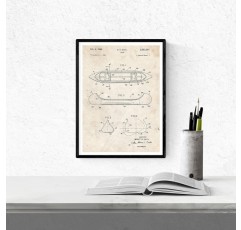 VINTAGE - KAYAK 특허가 적용된 시트 4개 팩. 발명품과 오래된 특허가 있는 포스터를 붙입니다. 원하는 색상을 선택하십시오. 고품질 250g Nacnic A4 Vintage에 인쇄