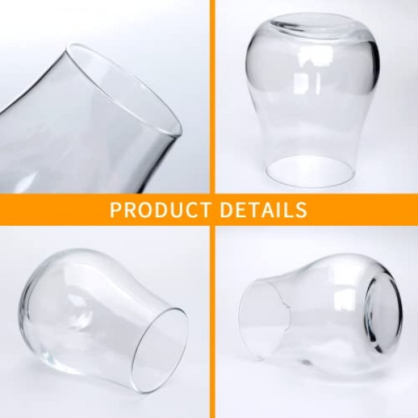 Ufrount Stemless 와인 잔 12,8 OZ 튤립 모양의 위스키 시음 유리 스니프터 세트, 구식 버번 잔 코냑, 레스토랑용 넓은 그릇 좁은 림 스카치 스니프터