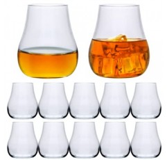 Ufrount Stemless 와인 잔 12,8 OZ 튤립 모양의 위스키 시음 유리 스니프터 세트, 구식 버번 잔 코냑, 레스토랑용 넓은 그릇 좁은 림 스카치 스니프터