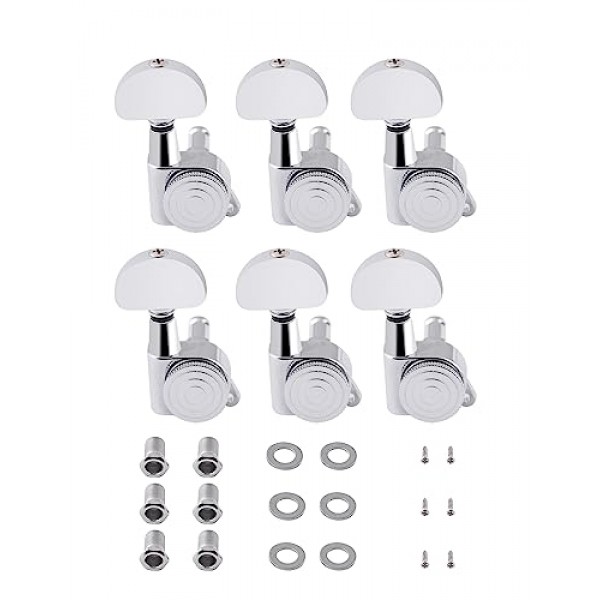 잠금 기타 현 튜닝 페그 밀봉된 머신 헤드 튜너 튜닝 키 6 오른손잡이 일렉트릭 기타 또는 어쿠스틱 기타 하프 라운드 헤드 크롬용 라인.