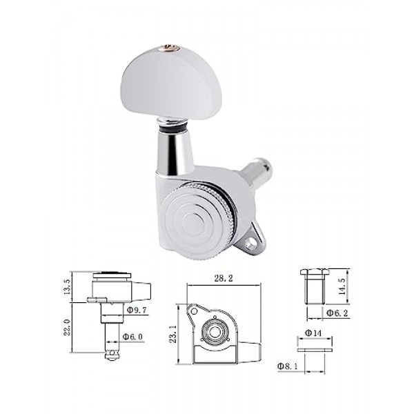 잠금 기타 현 튜닝 페그 밀봉된 머신 헤드 튜너 튜닝 키 6 오른손잡이 일렉트릭 기타 또는 어쿠스틱 기타 하프 라운드 헤드 크롬용 라인.