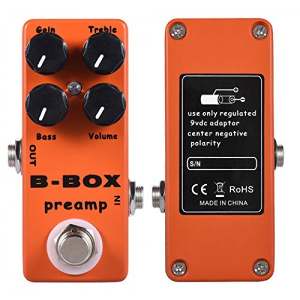 YMUZE Moskyaudio 미니 B-박스 프리앰프 페달 일렉트릭 기타 효과(오버드라이브 기능 포함)