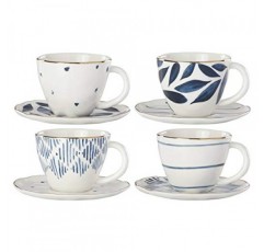 레녹스 블루 베이 4피스 에스프레소 컵 및 접시 세트, 2.45LB
