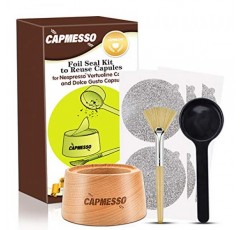 Nespresso Vertuo 재사용 가능한 포드, 리필 가능한 Vertuoline 캡슐을 재사용하기 위한 CAPMESSO 알루미늄 호일 씰 키트(전체 씰 키트 + 뚜껑 100개)