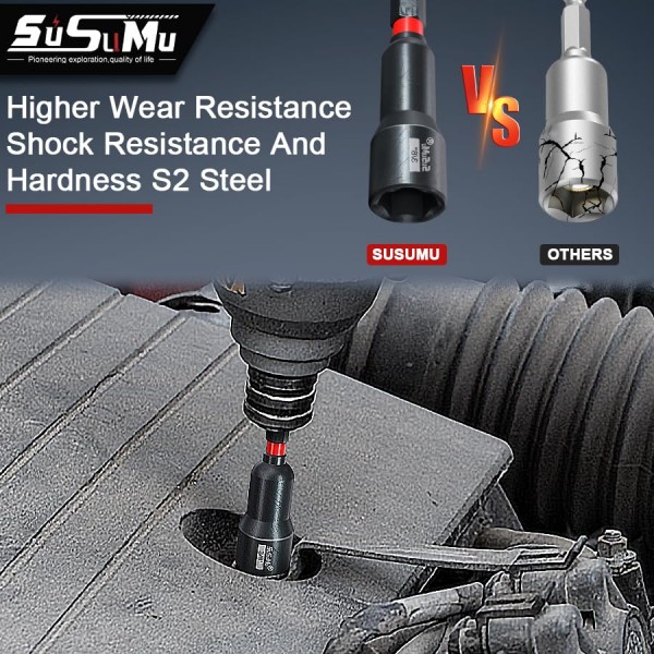 소켓 어댑터 세트 및 십자 드라이버 드릴 비트, 연장 비트 홀더, 무선 임팩트 렌치 드라이브 너트 또는 볼트용 1/4 퀵 체인지 육각 섕크가 포함된 16PCS 충격 정격 자기 