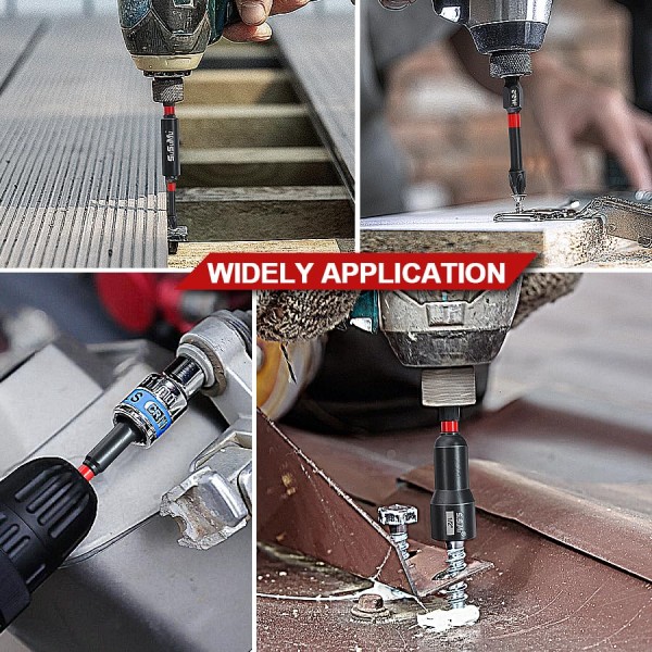 소켓 어댑터 세트 및 십자 드라이버 드릴 비트, 연장 비트 홀더, 무선 임팩트 렌치 드라이브 너트 또는 볼트용 1/4 퀵 체인지 육각 섕크가 포함된 16PCS 충격 정격 자기 