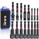 소켓 어댑터 세트 및 십자 드라이버 드릴 비트, 연장 비트 홀더, 무선 임팩트 렌치 드라이브 너트 또는 볼트용 1/4 퀵 체인지 육각 섕크가 포함된 16PCS 충격 정격 자기 