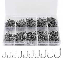 500PCS/100PCS ReeMoo 프리미엄 낚시 후크, 10 크기/4 크기 휴대용 플라스틱 상자가 있는 탄소강 낚시 후크, 민물/해수용 바브가 있는 강력한 날카로운 물고기 후크