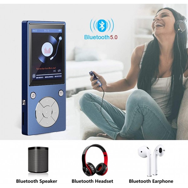 CCHKFEI 32GB MP3 플레이어 with Bluetooth 6.1 cm (2.4 인치) 스크린 뮤직 플레이어 with 스피커 FM 라디오 보이스 레코더 for Children 학생 성인 보이스 레코더 블루투스 Mp3 플레이어 