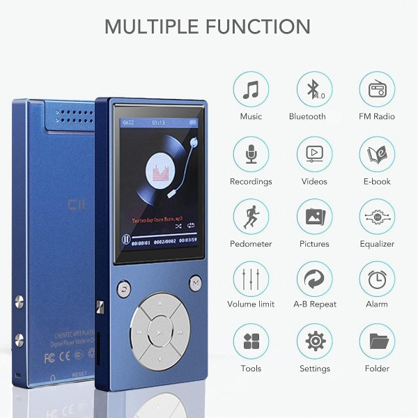 CCHKFEI 32GB MP3 플레이어 with Bluetooth 6.1 cm (2.4 인치) 스크린 뮤직 플레이어 with 스피커 FM 라디오 보이스 레코더 for Children 학생 성인 보이스 레코더 블루투스 Mp3 플레이어 