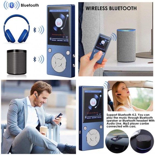 CCHKFEI 32GB MP3 플레이어 with Bluetooth 6.1 cm (2.4 인치) 스크린 뮤직 플레이어 with 스피커 FM 라디오 보이스 레코더 for Children 학생 성인 보이스 레코더 블루투스 Mp3 플레이어 