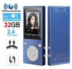 CCHKFEI 32GB MP3 플레이어 with Bluetooth 6.1 cm (2.4 인치) 스크린 뮤직 플레이어 with 스피커 FM 라디오 보이스 레코더 for Children 학생 성인 보이스 레코더 블루투스 Mp3 플레이어 