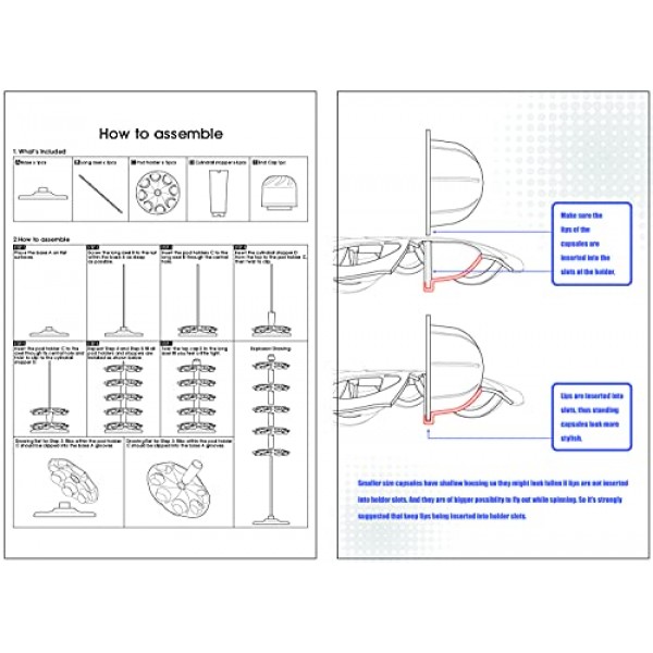 EVERIE 로터리 커피 포드 캡슐 회전목마 홀더 정리함 네스프레소 Vertuoline 캡슐 40개와 호환 가능(검은색)
