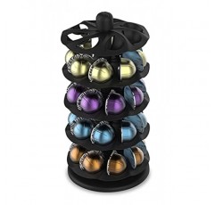 EVERIE 로터리 커피 포드 캡슐 회전목마 홀더 정리함 네스프레소 Vertuoline 캡슐 40개와 호환 가능(검은색)