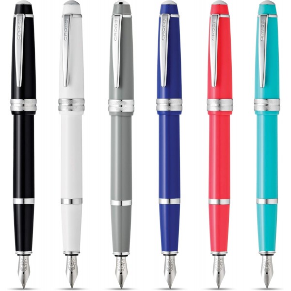 Cross Bailey Light 만년필 (닙 크기 F, 선물 상자 포함) 화이트 화이트 파인