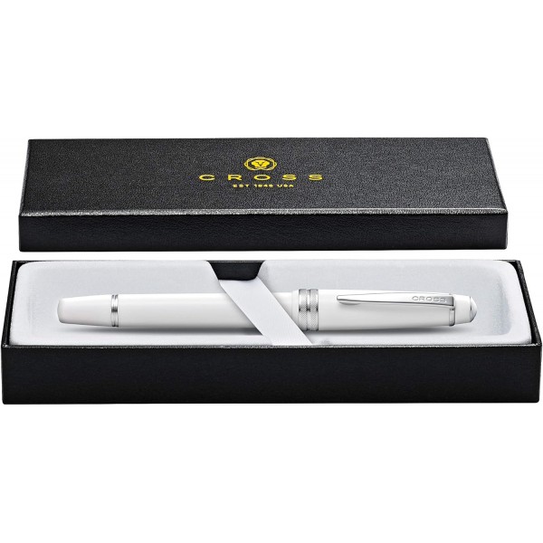 Cross Bailey Light 만년필 (닙 크기 F, 선물 상자 포함) 화이트 화이트 파인