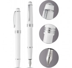 Cross Bailey Light 만년필 (닙 크기 F, 선물 상자 포함) 화이트 화이트 파인