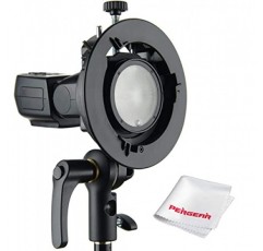 Godox S2 Speedlite S 형 브래킷 Bowens 마운트, Godox V1 AD200Pro AD400Pro AD200 V860II TT685 TT600 TT350, 정밀한 기울기 제어, 대형 조정 핸들, 통합 우산 마운트, 더 컴팩트