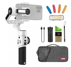 Zhi yun Smooth 5S 콤보 스마트폰 iPhone용 흰색 3축 짐벌 안정기, 자기 충전 조명 포함, 휴대용 가방(Smooth 5 업그레이드)