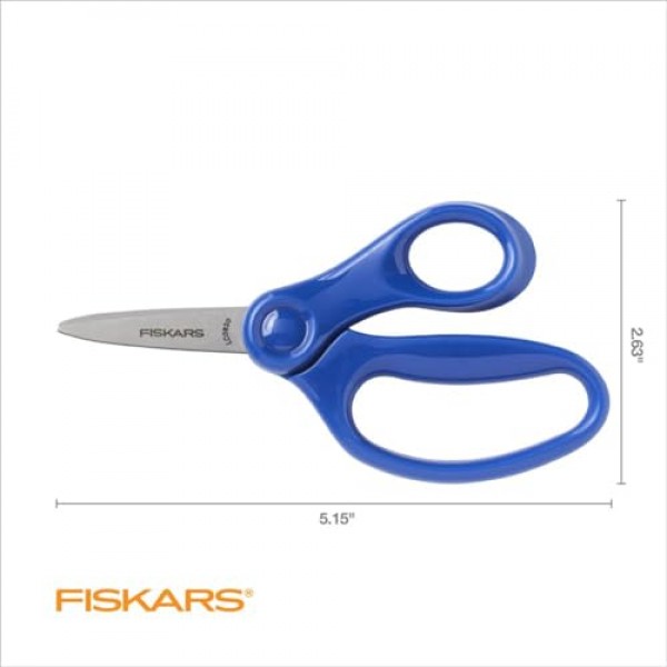 Fiskars 5인치 4~7세 어린이용 뾰족한 가위 - 학교 또는 공예용 가위 - 학용품으로 돌아가기 - 블루