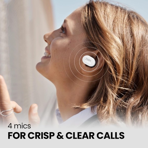 JBL Tune 130 NC TWS - 방수, 진정한 무선, 화이트 노이즈 캔슬링 인이어 헤드폰 - 최대 40시간 음악 재생 화이트 싱글