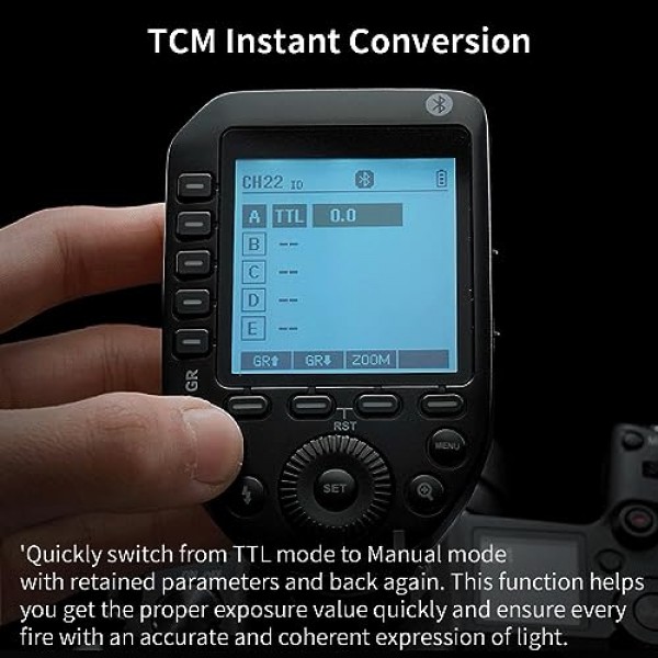 Canon 카메라용 GODOX XProII-C TTL 무선 플래시 트리거, 2.4G 무선 플래시 송신기 HSS 1/8000S, Bluetooth 연결, TCM 변환 기능, 새로운 핫슈 잠금, 대형 LCD 디스플레이