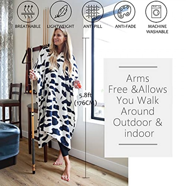 Tirrinia Sherpa 웨어러블 담요 성인 여성을위한 슈퍼 부드럽고 편안한 플러시 양털 판초 남성 어린이는 랩 커버 실내 또는 실외, 55''x 80'' Dalmation을 던졌습니다