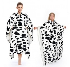 Tirrinia Sherpa 웨어러블 담요 성인 여성을위한 슈퍼 부드럽고 편안한 플러시 양털 판초 남성 어린이는 랩 커버 실내 또는 실외, 55''x 80'' Dalmation을 던졌습니다