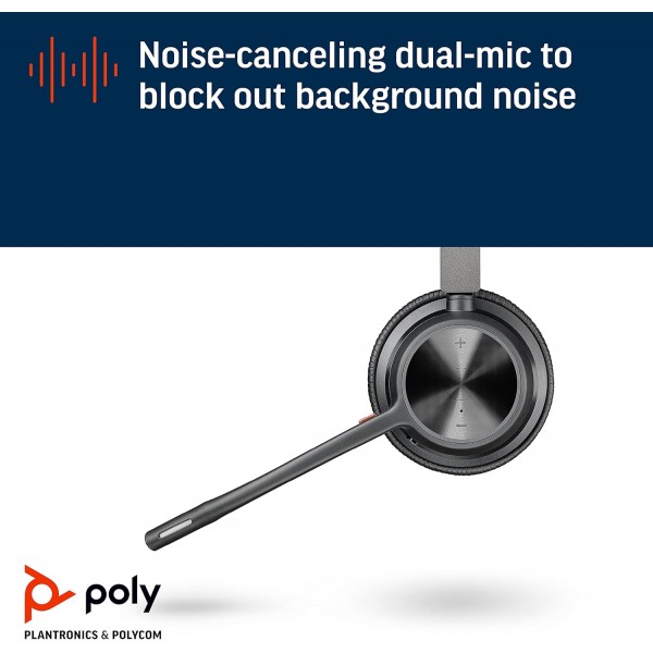 Plantronics Poly - Voyager 4320 UC 무선 헤드셋(Plantronics) - Boom Boom 헤드폰 - USB-A Bluetooth 어댑터 - Teams, Zoom 등과 호환 가능 - 블랙 USB-A 스테레오