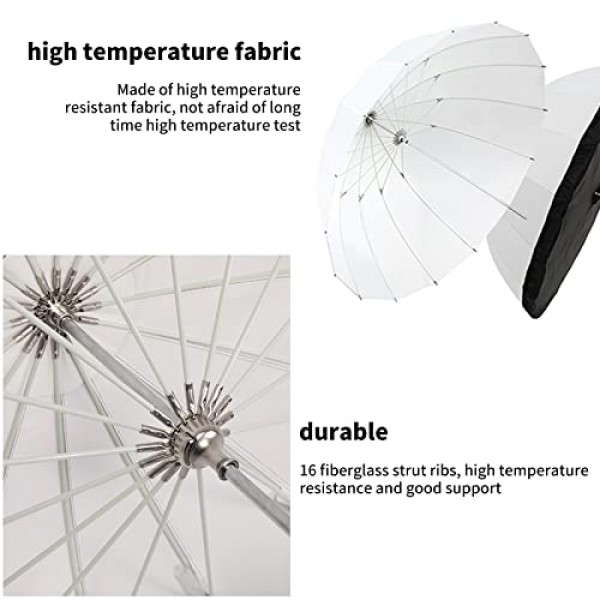 Godox UB-165D 65 165cm 포물선 깊은 부드러운 빛 우산 반투명 사진 우산 사진 스튜디오 비디오 촬영을위한 검은 은색 반사 커버가있는 대형 부드러운 빛 우산