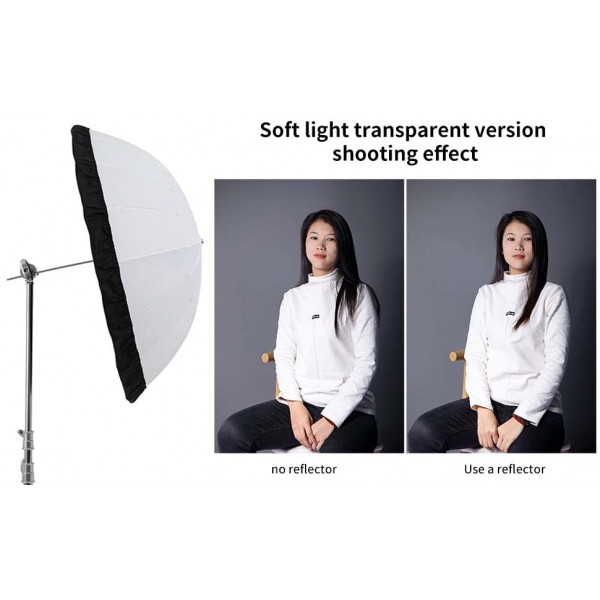 Godox UB-165D 65 165cm 포물선 깊은 부드러운 빛 우산 반투명 사진 우산 사진 스튜디오 비디오 촬영을위한 검은 은색 반사 커버가있는 대형 부드러운 빛 우산