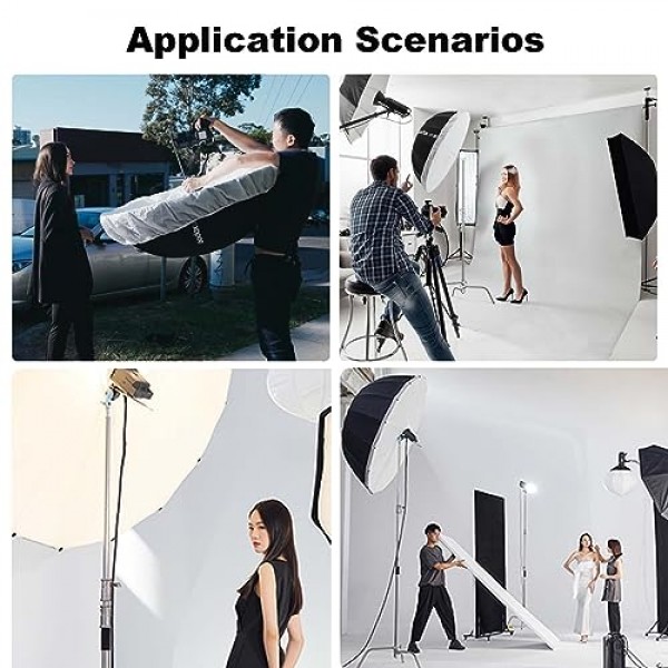 Godox UB-165D 65 165cm 포물선 깊은 부드러운 빛 우산 반투명 사진 우산 사진 스튜디오 비디오 촬영을위한 검은 은색 반사 커버가있는 대형 부드러운 빛 우산