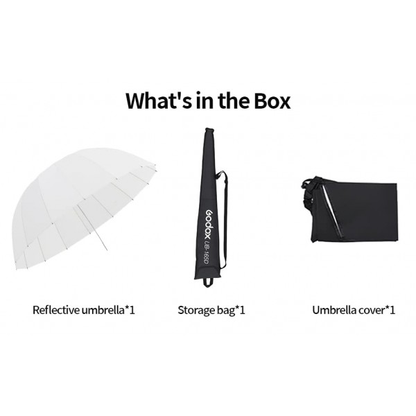 Godox UB-165D 65 165cm 포물선 깊은 부드러운 빛 우산 반투명 사진 우산 사진 스튜디오 비디오 촬영을위한 검은 은색 반사 커버가있는 대형 부드러운 빛 우산