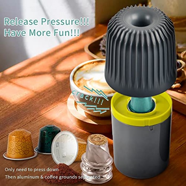 알루미늄 커피 캡슐 재활용 상자 - CAFEMASY 커피 포드 재활용 상자 도구(네스프레소 캡슐 OriginalLine과 호환되는 별도의 커피 찌꺼기 및 알루미늄 캡슐용)