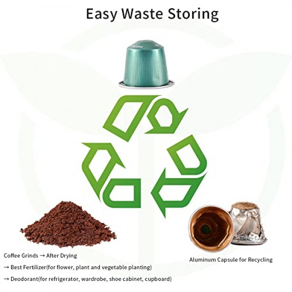 알루미늄 커피 캡슐 재활용 상자 - CAFEMASY 커피 포드 재활용 상자 도구(네스프레소 캡슐 OriginalLine과 호환되는 별도의 커피 찌꺼기 및 알루미늄 캡슐용)