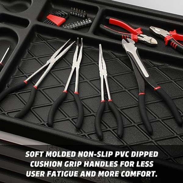 AIRTOON 4PCS 11 엑스트라 롱 니들 노즈 플라이어 세트, 롱 리치 직선 플라이어, 45° 및 90° 구부러진 노즈 플라이어, 대각선 플라이어, 자동차 수리/집안 작업을 위해 좁은 