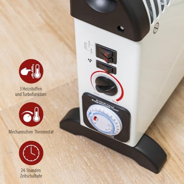 Tristar 전기 대류 히터 - 3가지 가열 수준 및 터보 기능 - 타이머 - 2000W - KA-5914