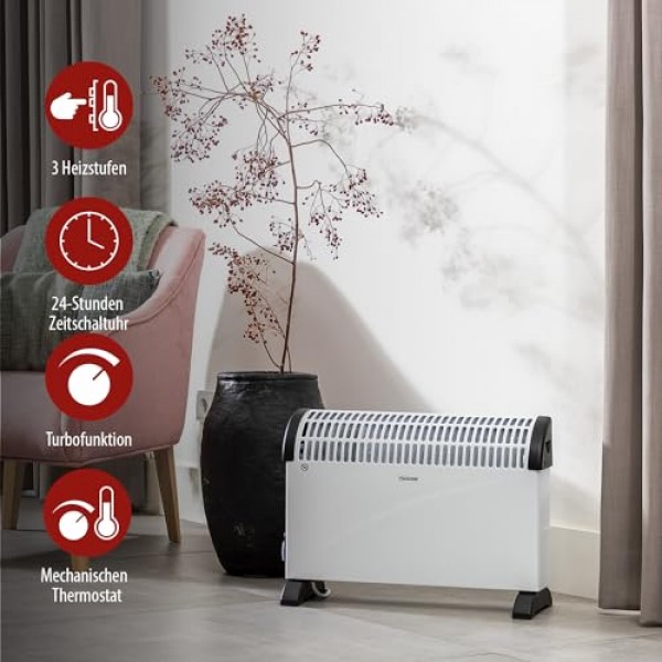 Tristar 전기 대류 히터 - 3가지 가열 수준 및 터보 기능 - 타이머 - 2000W - KA-5914