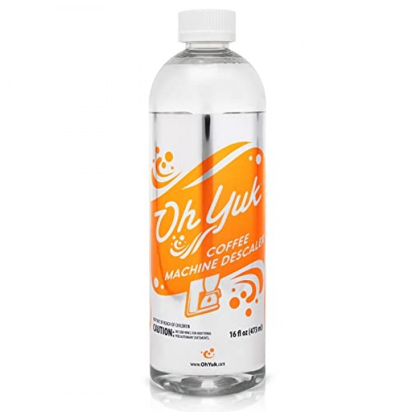 Oh Yuk 커피 머신 디스케일러 - 모든 브랜드 및 기계 유형에 보편적으로 호환되는 세척 및 스케일 제거 솔루션: Breville, Delonghi, Nespresso, Keurig - 16oz