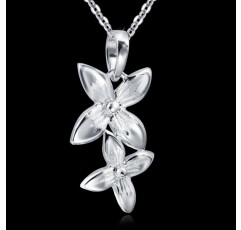 소재 꽃 긴 골동품 Primula 여성용 목걸이 펜던트 925 실버 로듐 도금 케이스 14 296